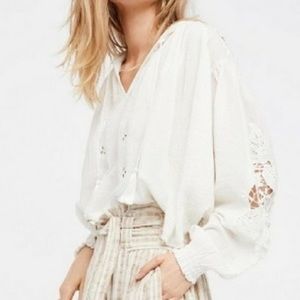 Free People Ivory Tropical Summer Pullover